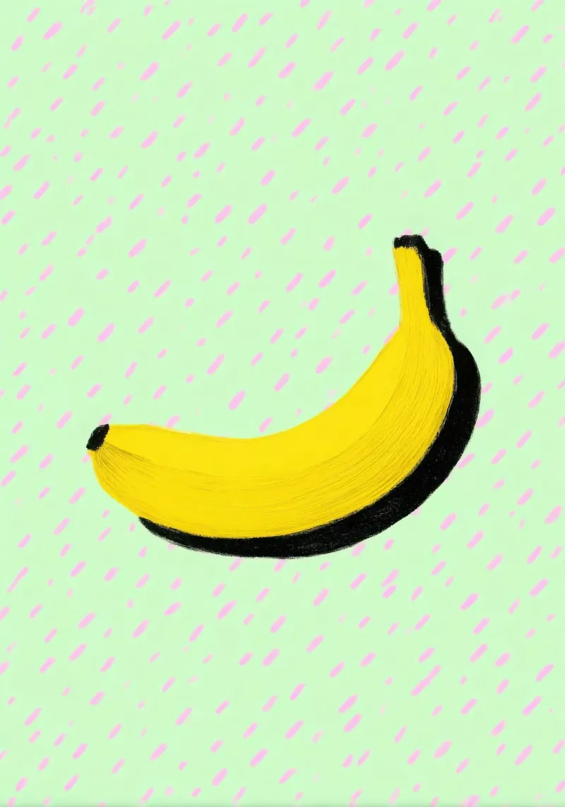 Illustrazione minimalista di una banana carta hahnemühle da Nikis Art Studio