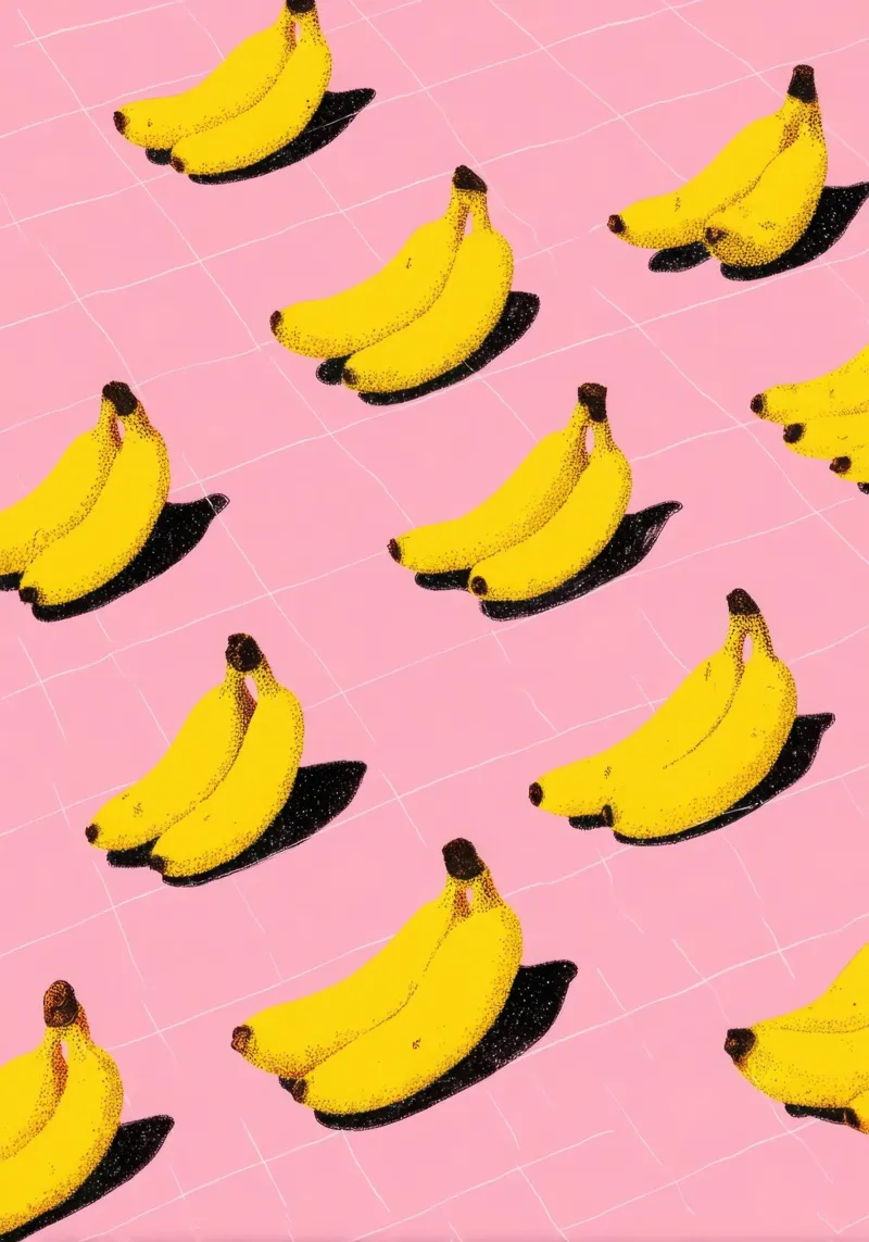 Illustrazione minimalista della banana dopamina pellicola backlit da Nikis Art Studio