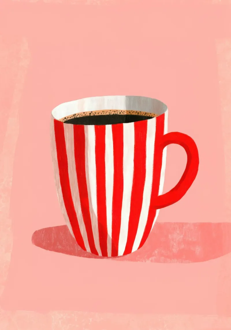 Illustrazione minimalista di una tazza di caffè plexiglass da Nikis Art Studio