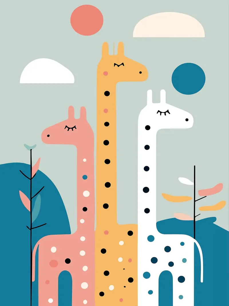 Three Giraffes carta hahnemühle da Damion Francis