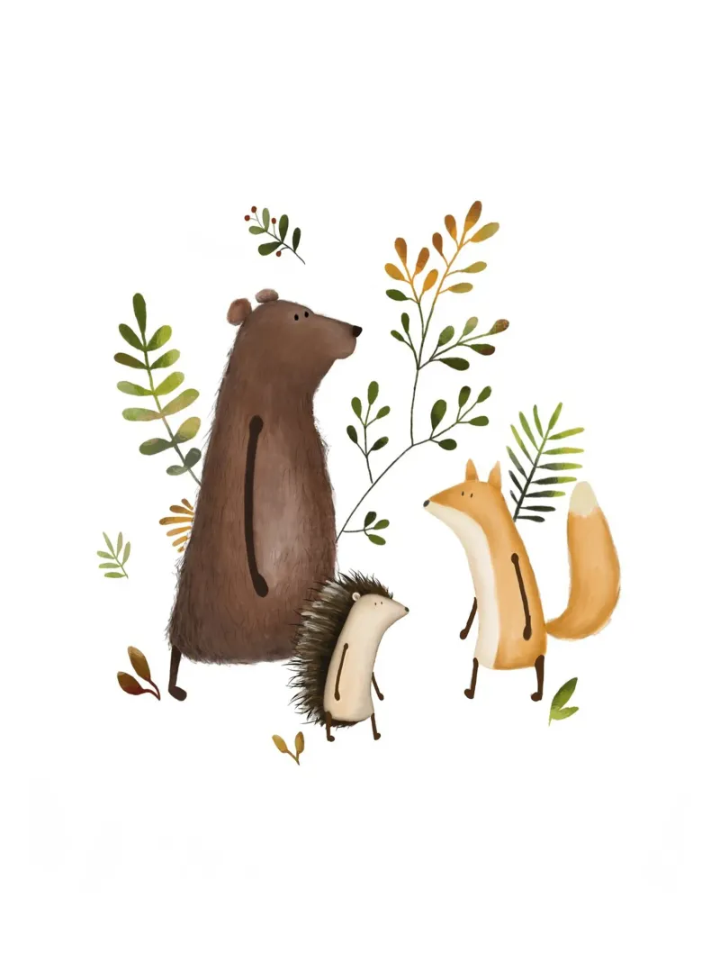 Waldtier-Gemälde, Bär, Igel, Fuchs Hahnemühle von Urchin Bay Art