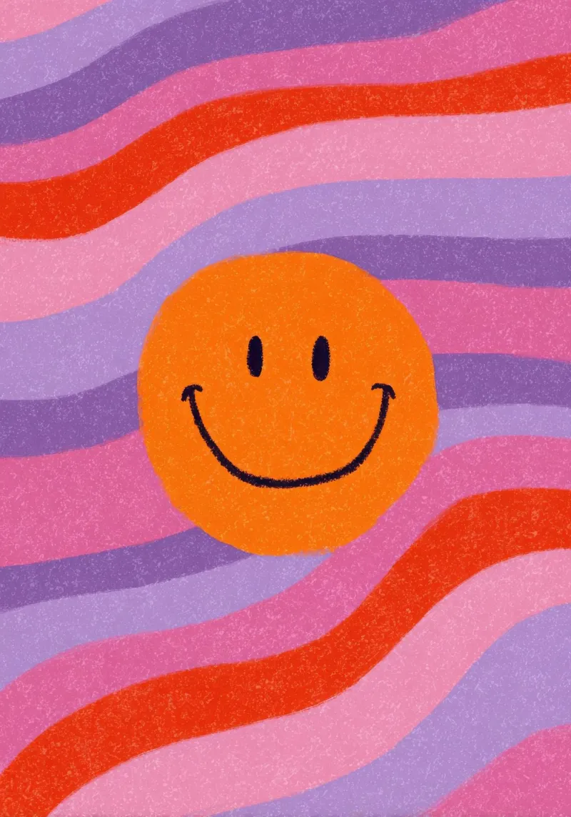 Illustrazione retrò Smiley 70er pellicola backlit da Nikis Art Studio