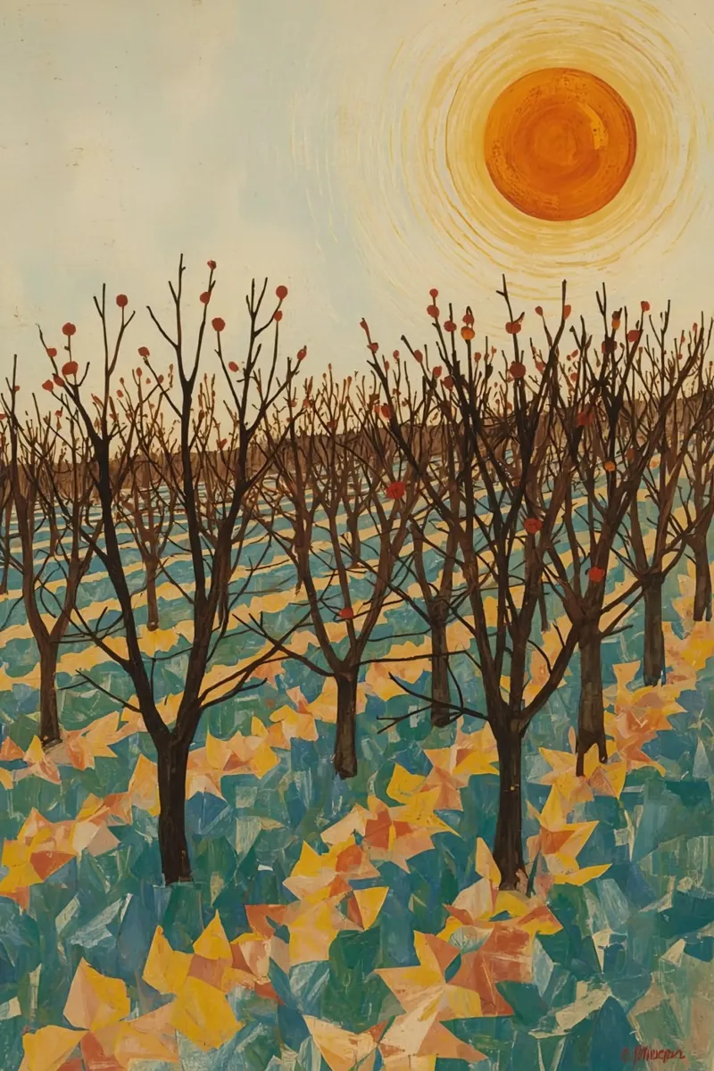 Paesaggio autunnale con sole e alberi spogli pellicola backlit da DesignDoodle