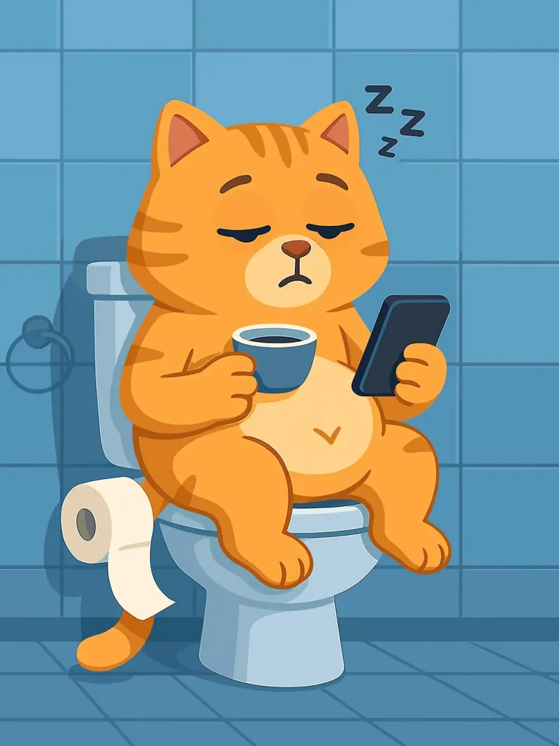 Gatto addormentato sul water con caffè carta hahnemühle da JoyWalkerShop