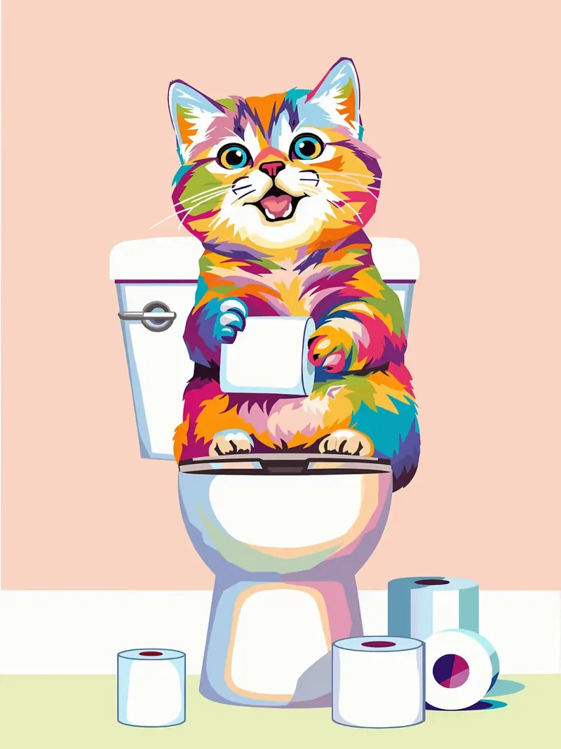 Gatto colorato sul water con carta pellicola backlit da JoyWalkerShop