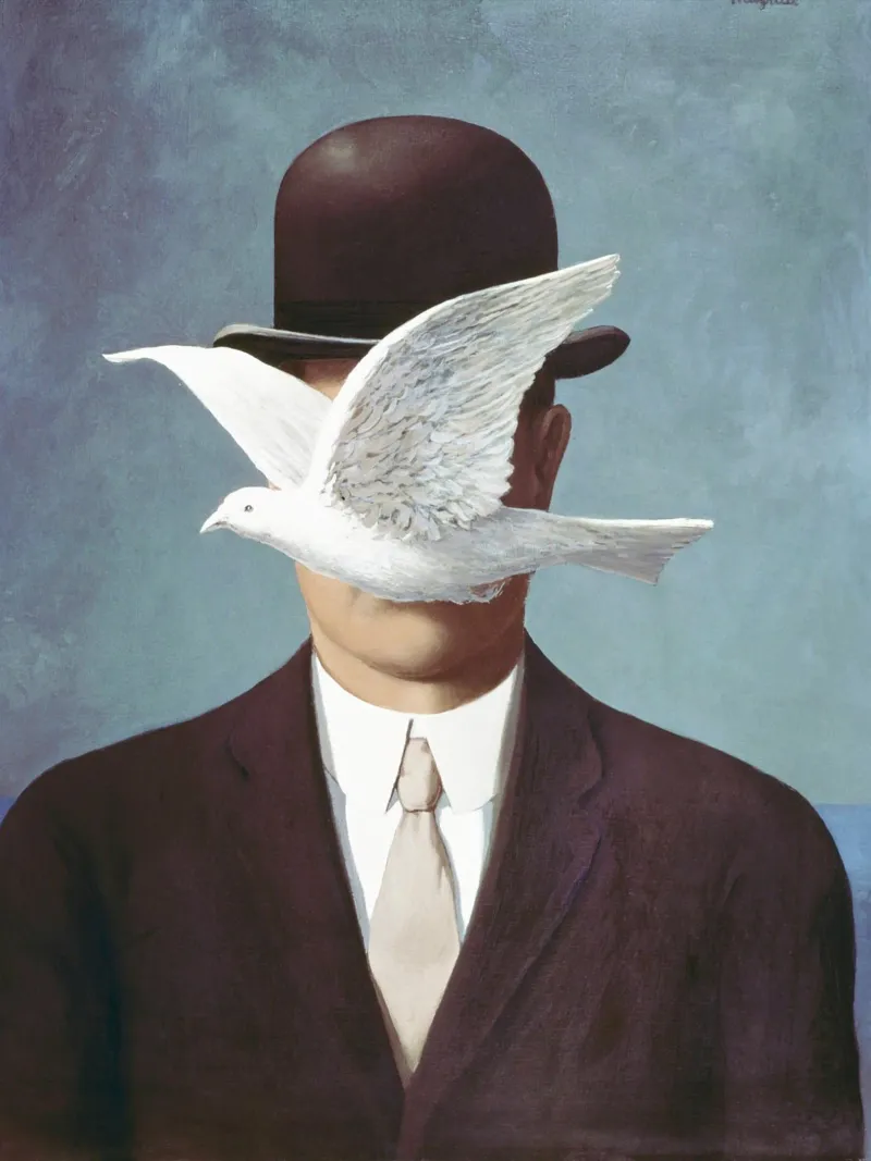 René Magritte’s The Man in the Bowler Hat alluminio dibond da Classic Art Prints