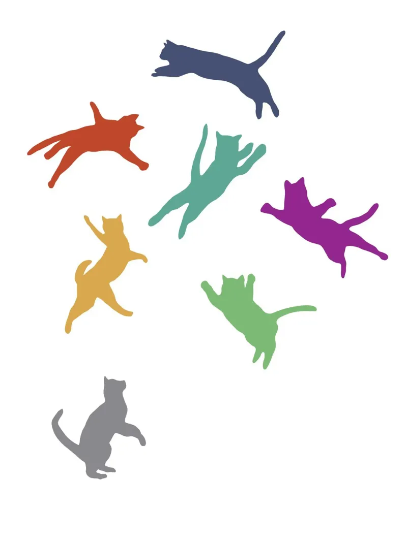 Gatti volanti Multi poster con telaio in alluminio da Kim Hubball Studio