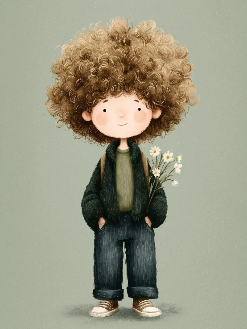 Poster per la cameretta di un ragazzo con i capelli ricci alluminio dibond da Kid’s Dream