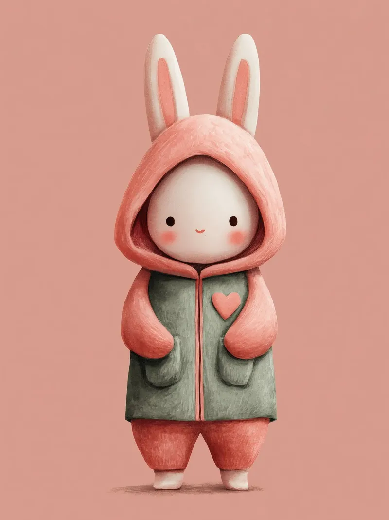 Poster di coniglietto rosa con cappuccio per la cameretta di una bambina carta hahnemühle da Kid’s Dream