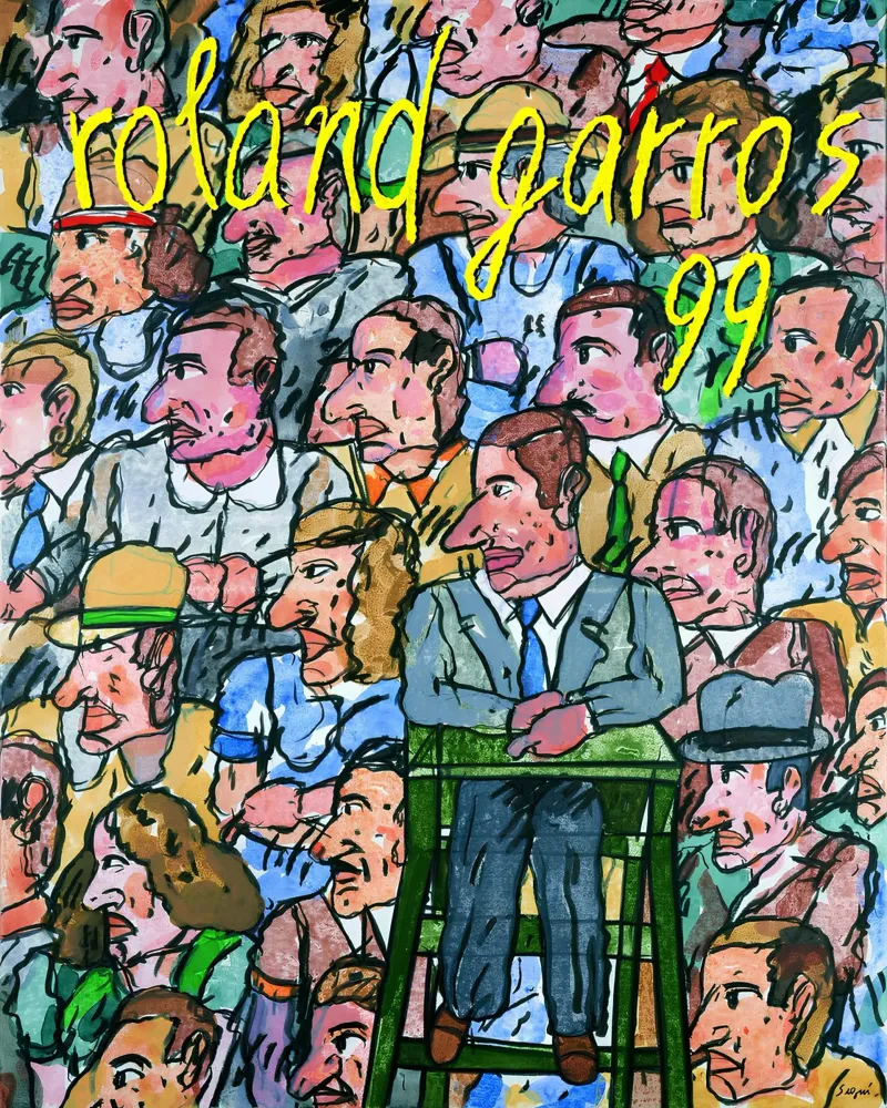 Antonio Seguí Roland Garros 99 Crowd Expressionist Poster carta hahnemühle da postaprinta