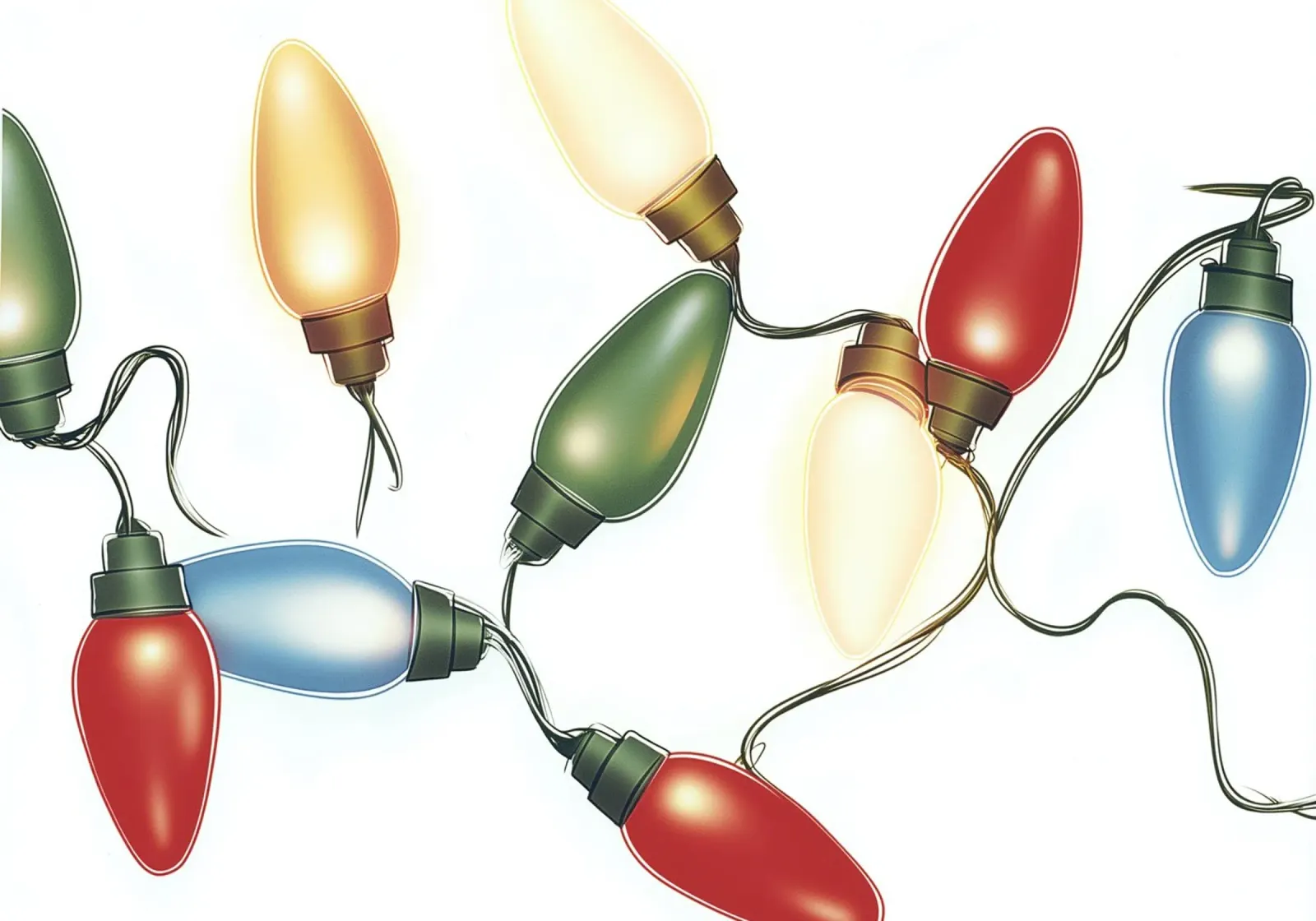 Retro lampadine di Natale Festive luci stringa illustrazione poster da postaprinta