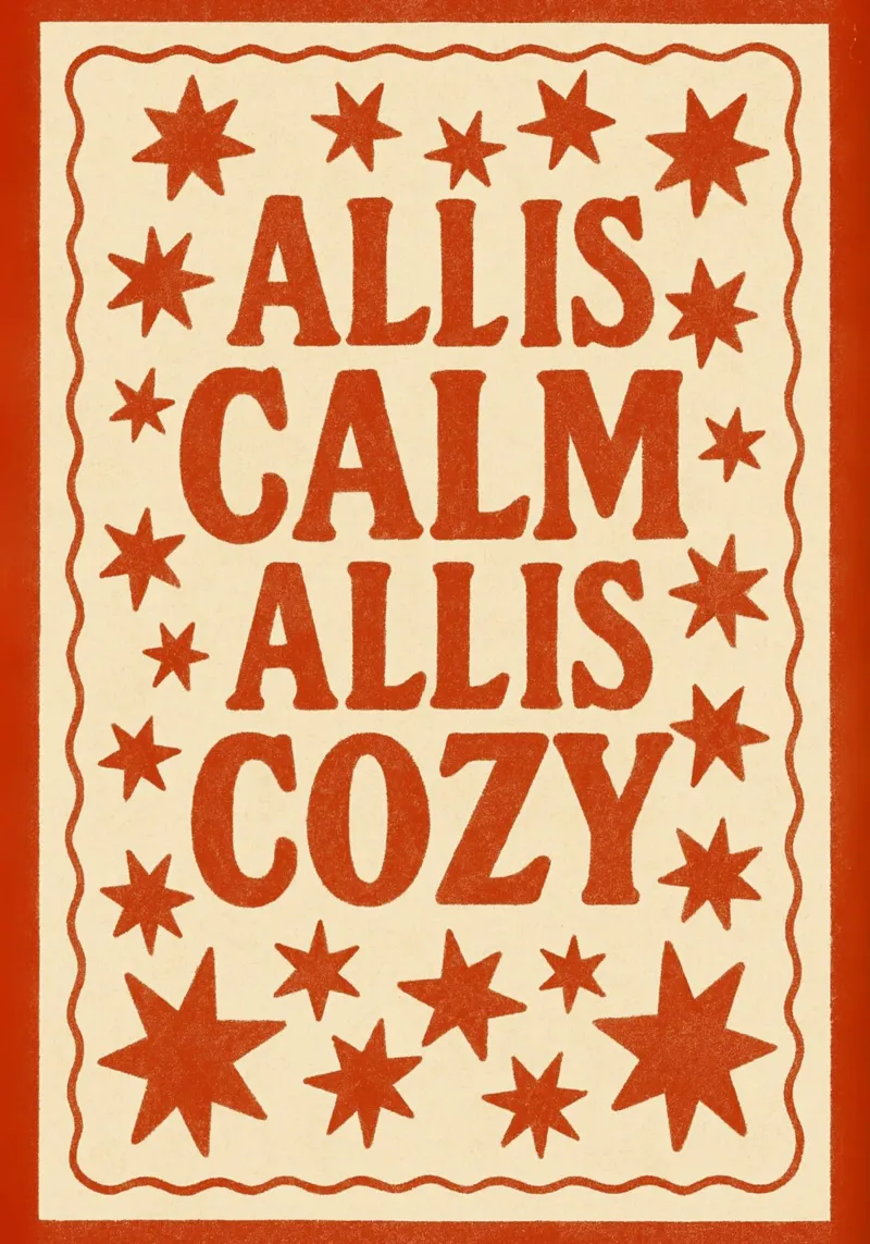 Todo es calma Todo es acogedor Cita navideña retro Imprimir metacrilato de postaprinta
