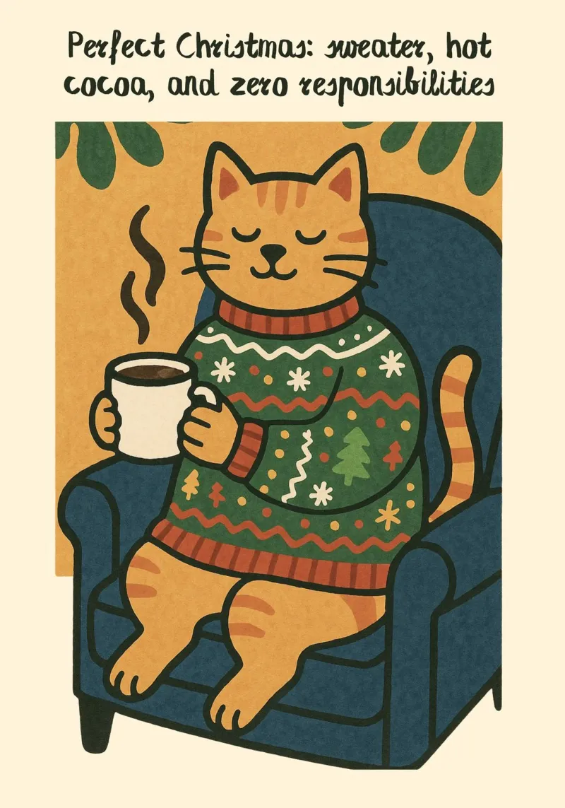 Perfekte Weihnachten Katze | Cozy Ugly Sweater Meme Zitat Kunst Pri Hahnemühle von postaprinta