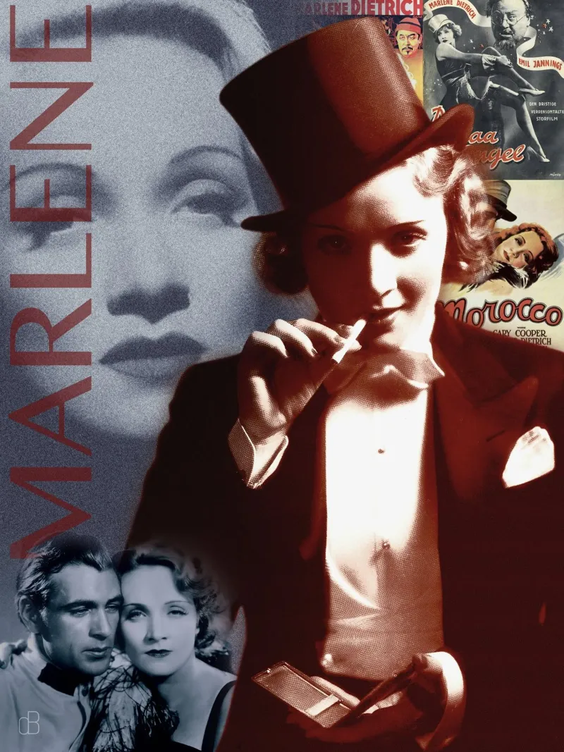Marlene Dietrich Portrait Collage 1 pellicola backlit da DesmondBates