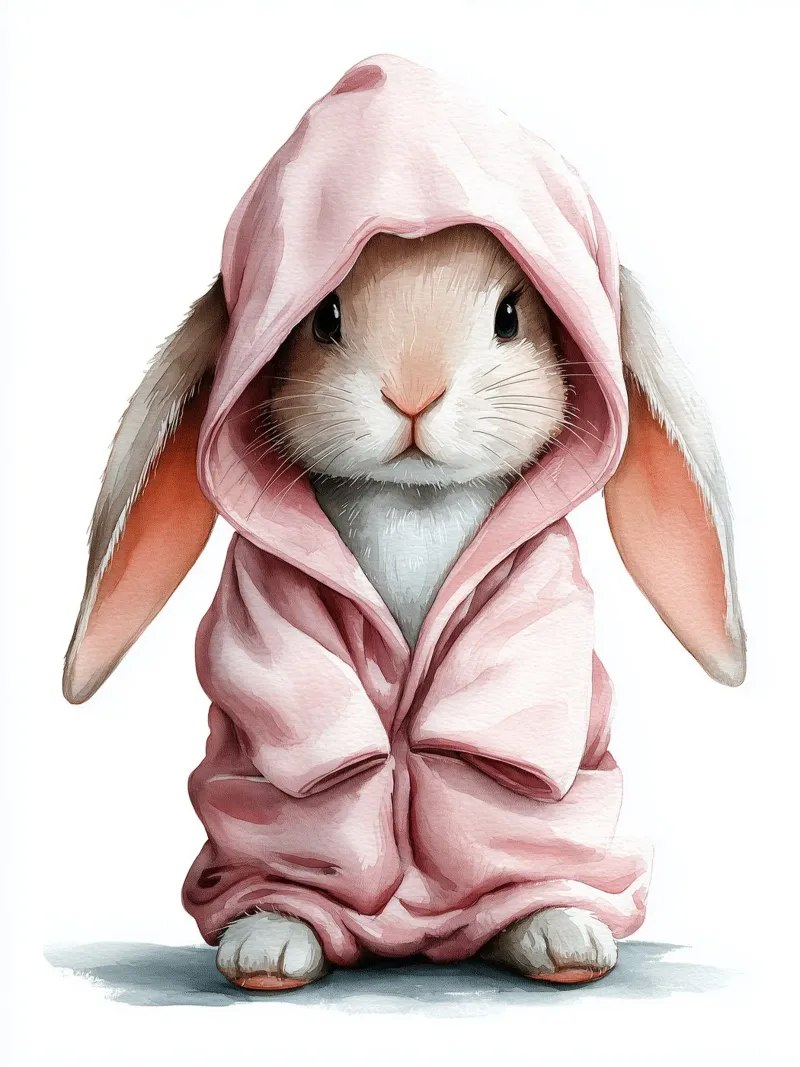 Affiche lapin en pyjama rose alluminio dibond da Kid’s Dream