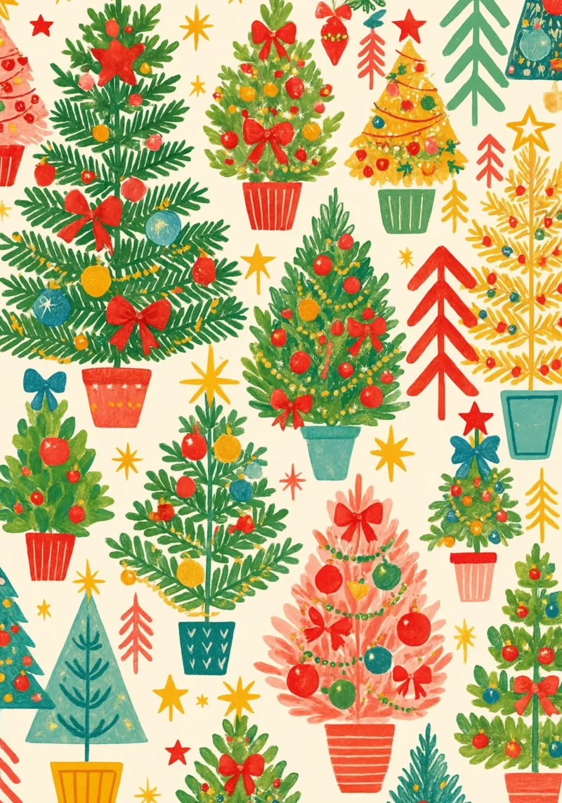 Retro Alberi di Natale Pattern Festive Arte massimalista plexiglass da postaprinta
