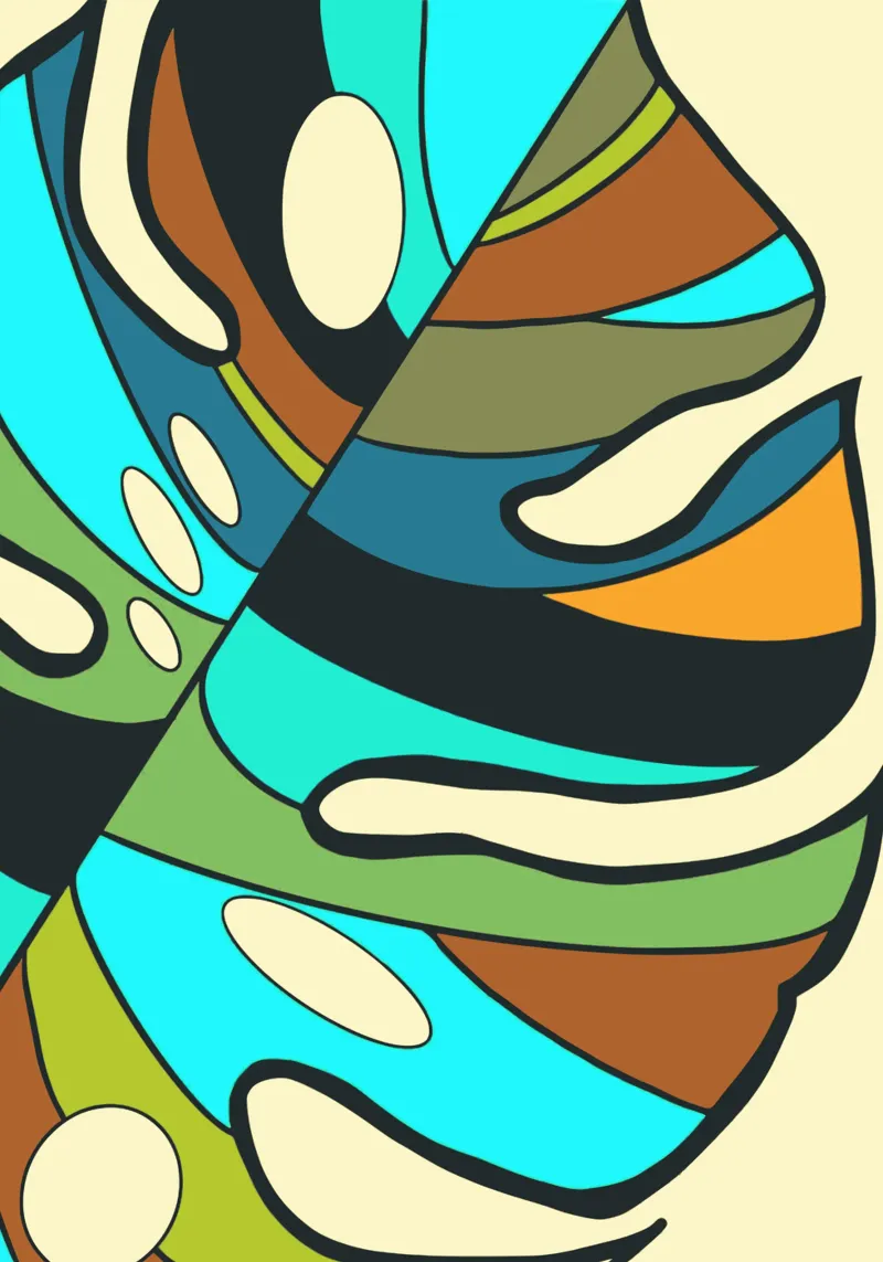 Monstera colorata 03 alluminio dibond da Little Dean