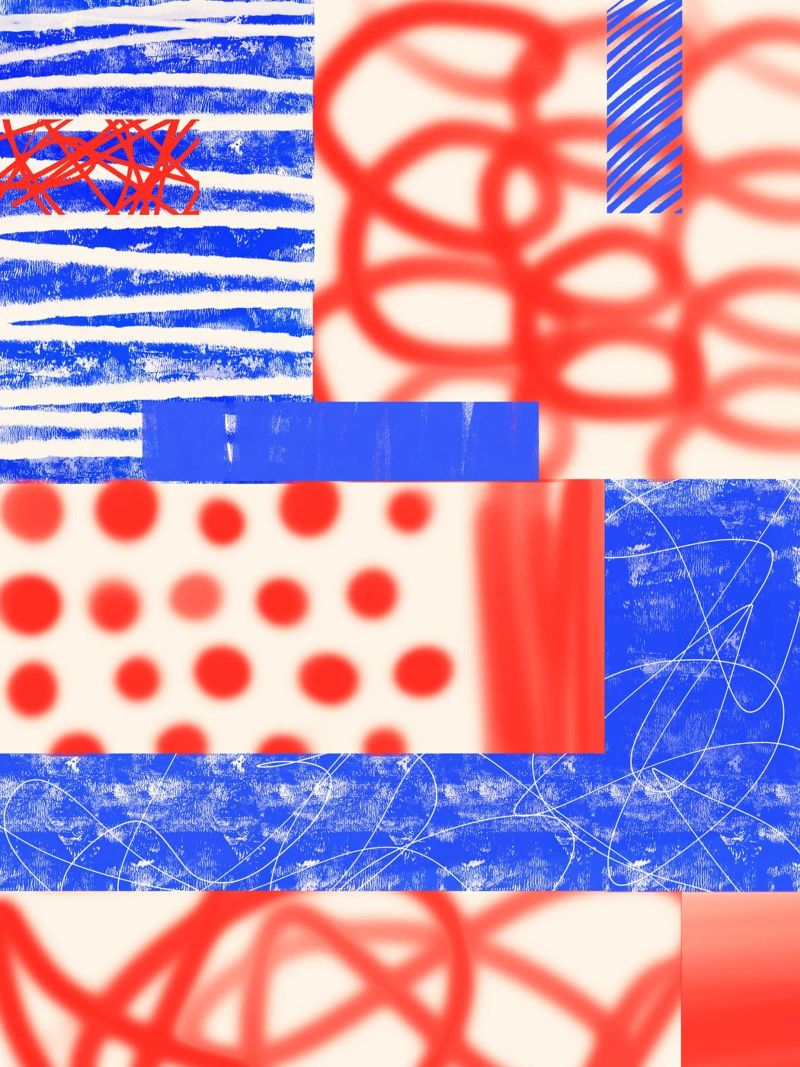 Red and Blue Abstract pellicola backlit da Kim Hubball Studio
