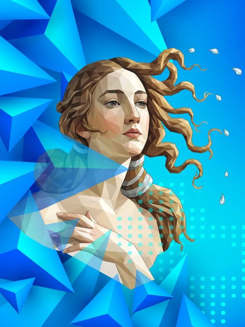 Venus getta i capelli Lowpoly pannello forex da Low Profile