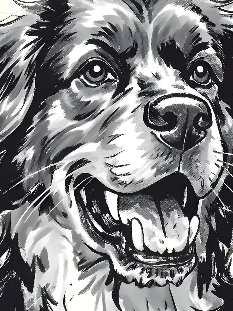 Ritratto di cane in bianco e nero plexiglass da Damion Francis