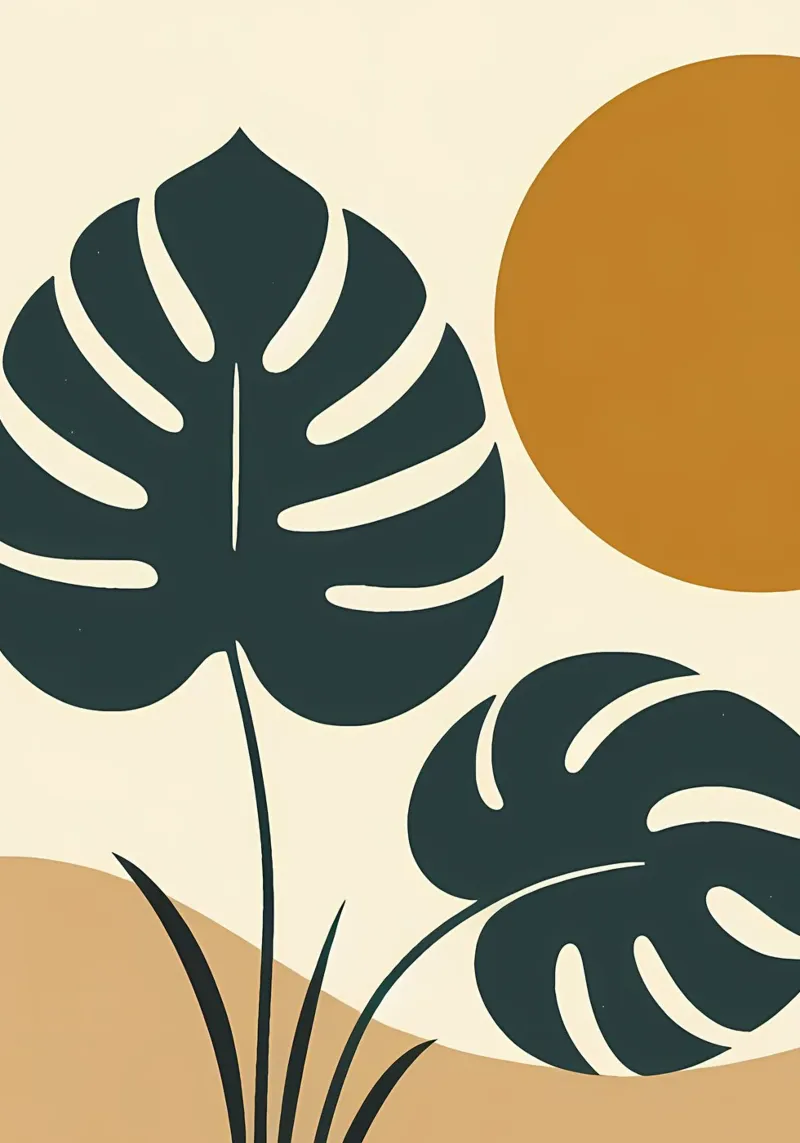 Minimalist Modern Boho Monstera Leaf Abstract hahnemühle by Bloom And Brush