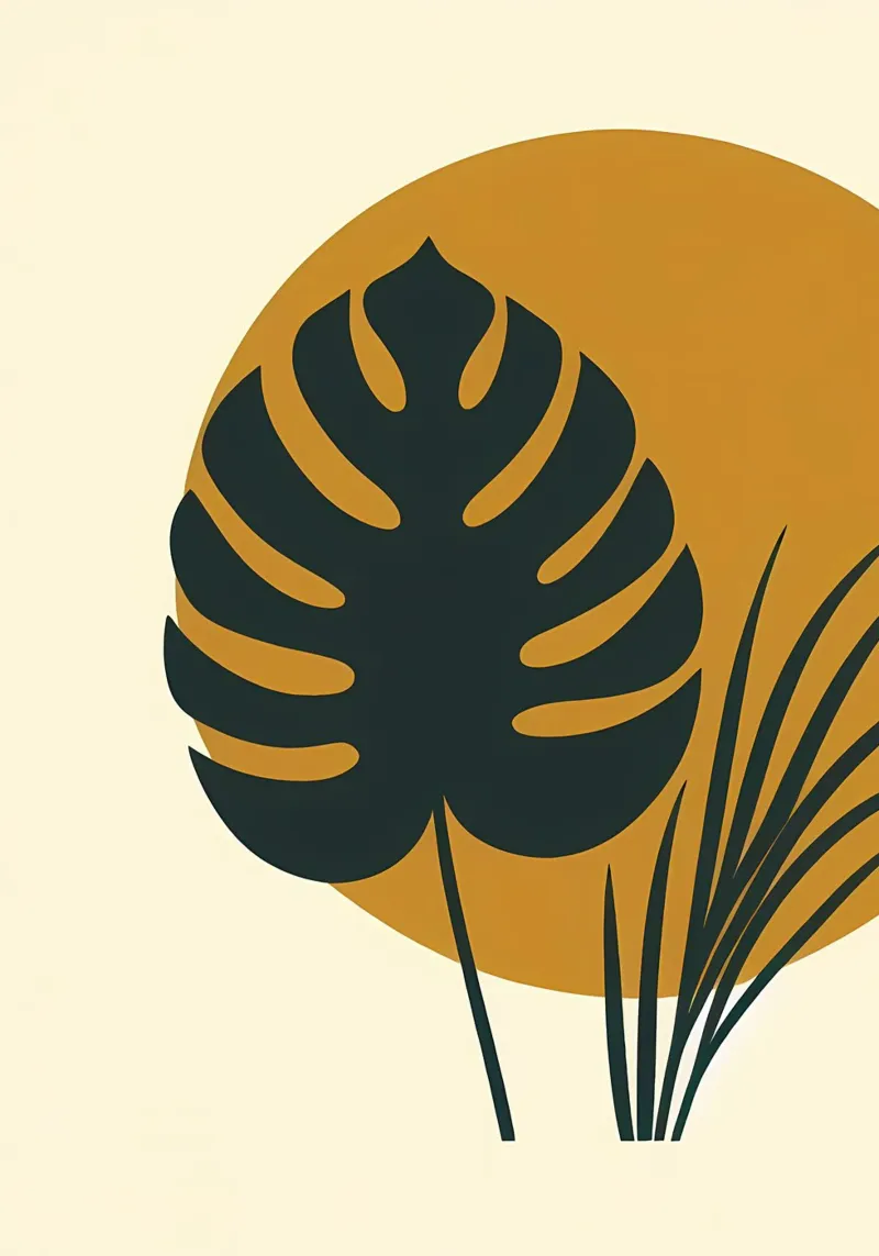 Minimalista moderno Boho Monstera Leaf astratto pellicola backlit da Bloom And Brush