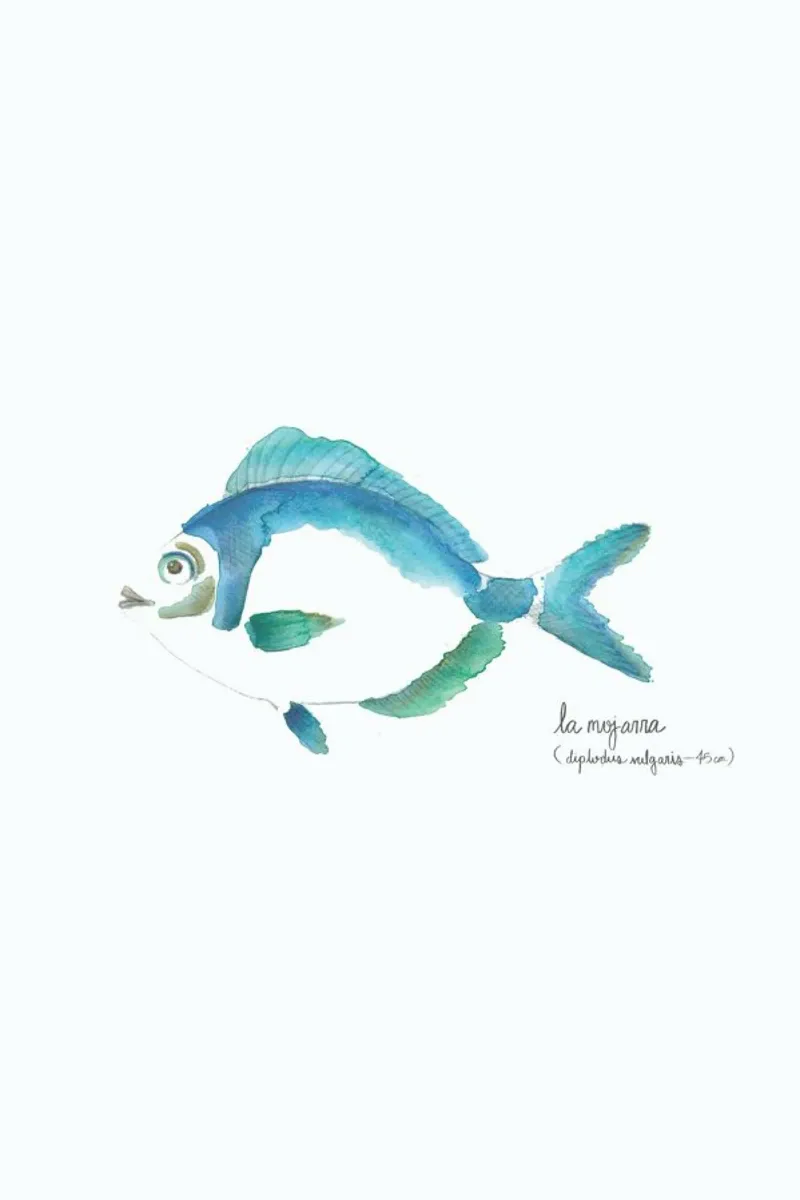 La Mojarra Azul ( blue crappie) poster con telaio in plastica da Sandra De Leon