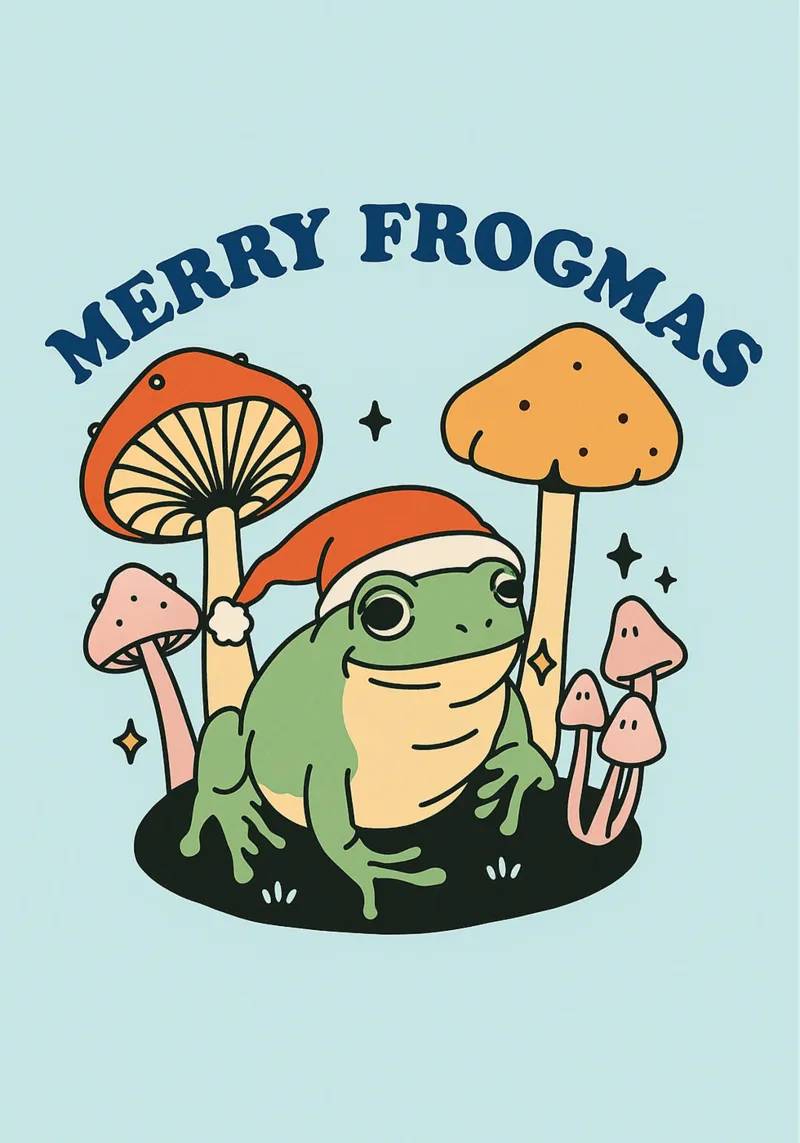 Frohe Frosch-Weihnachts-Zeichnung Hahnemühle von Raffasya Shop