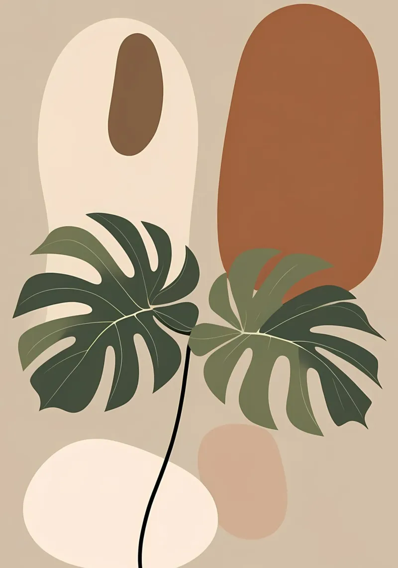 Minimalist Modern Boho Monstera Leaf Abstract canvas by Bloom And Brush