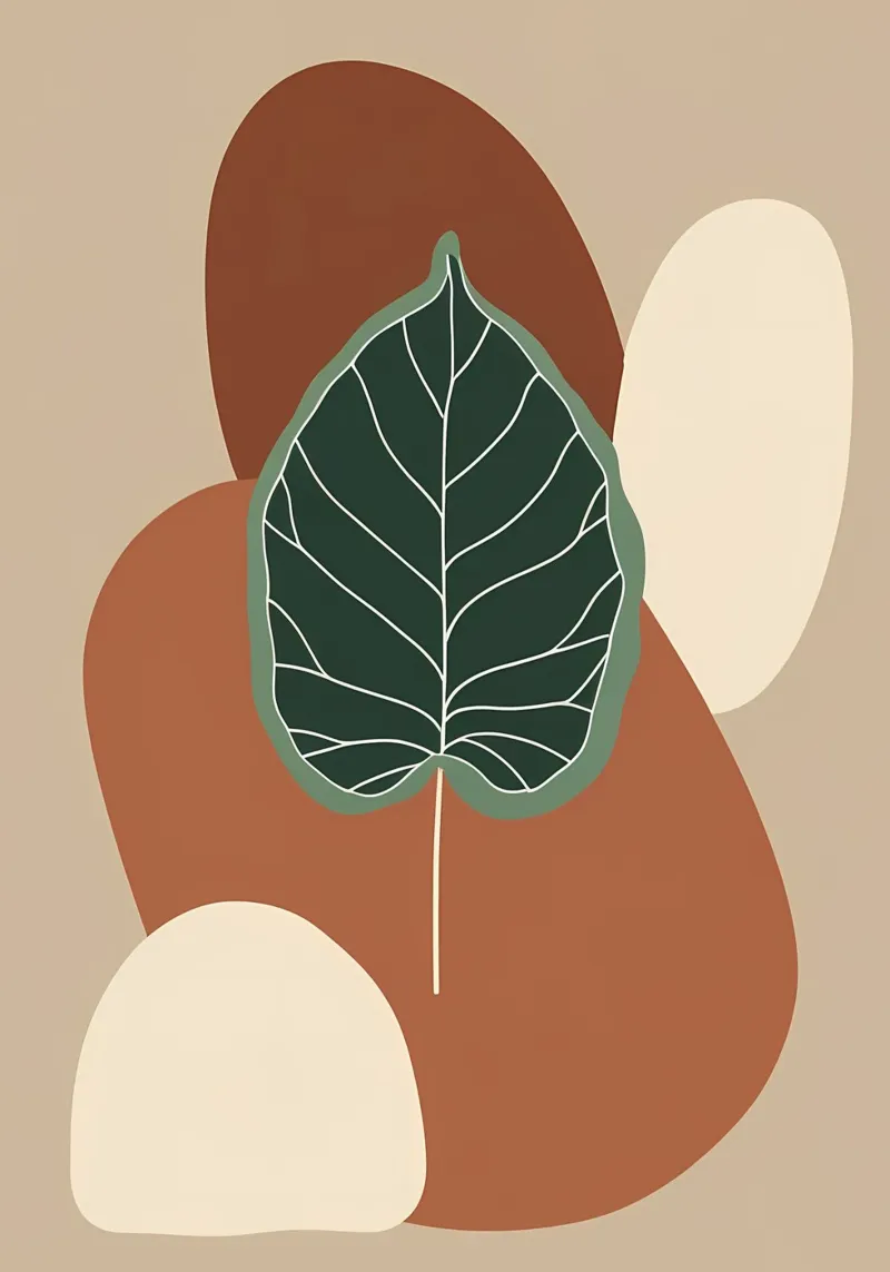 Disegno minimalista a una linea di un singolo fico a foglia di violino alluminio dibond da Bloom And Brush
