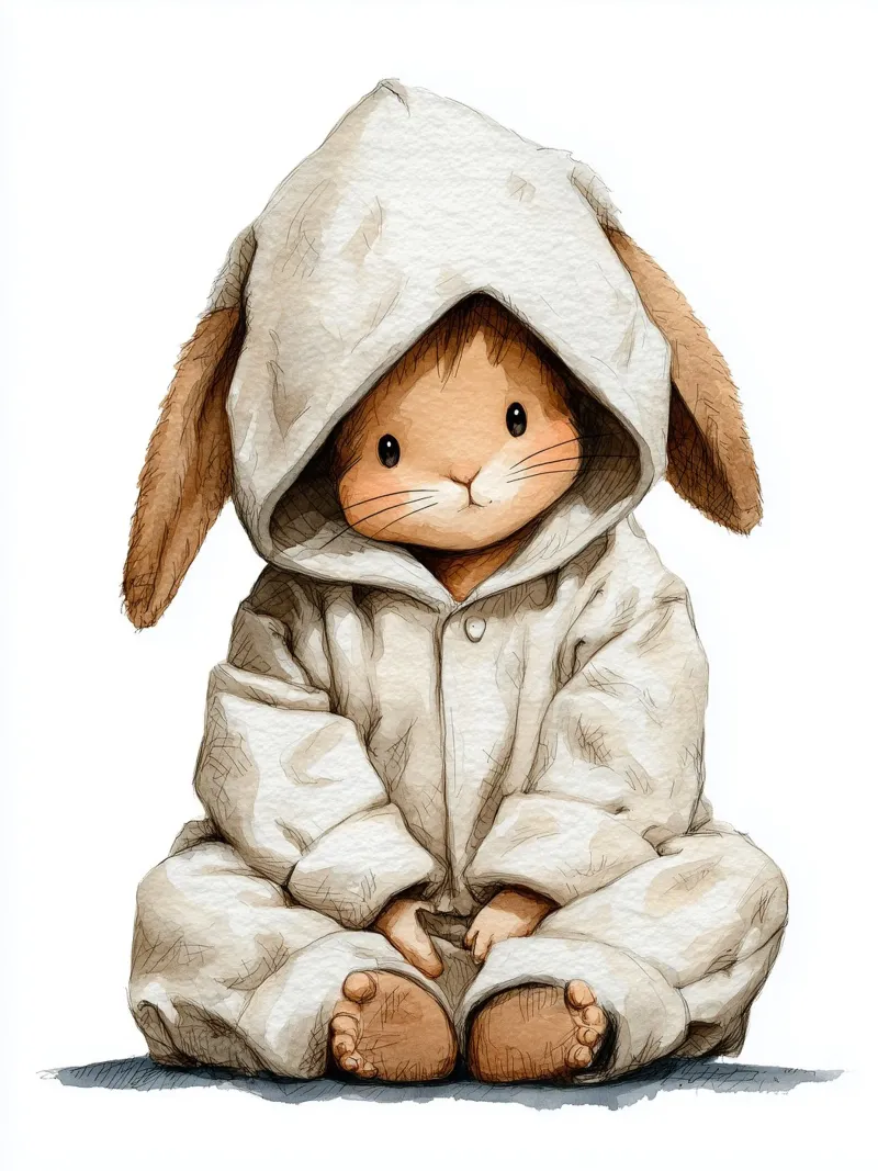Poster di un simpatico coniglio in pigiama per la cameretta dei bambini plexiglass da Kid’s Dream
