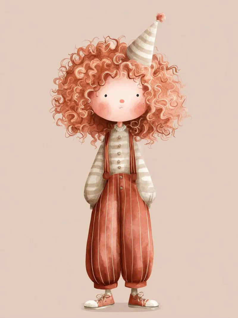 Poster per la cameretta dei bambini piccolo clown rosso in acquerello alluminio dibond da Kid’s Dream