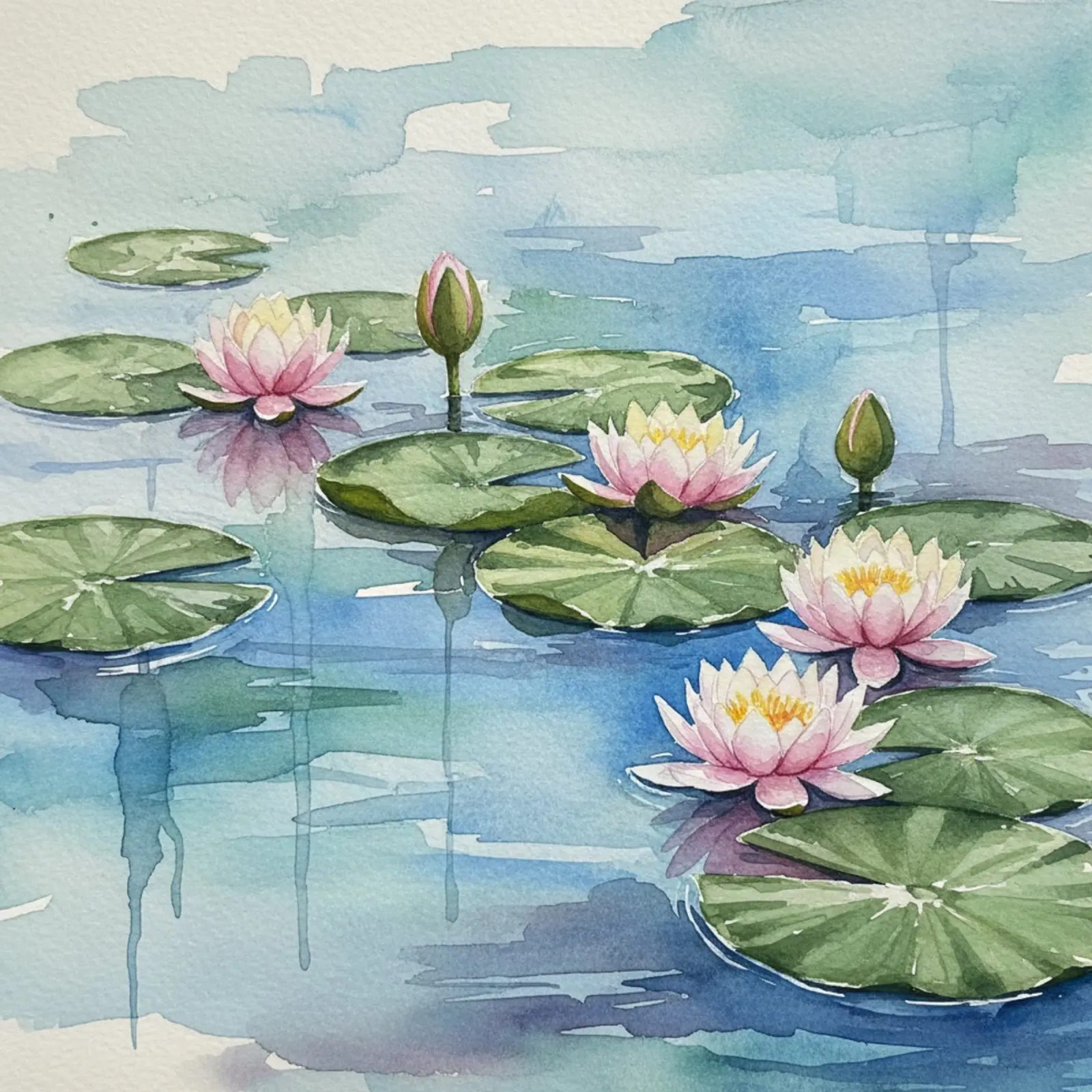 Ninfee serene: Uno stagno tranquillo ad acquerello alluminio dibond da Artistic-shop