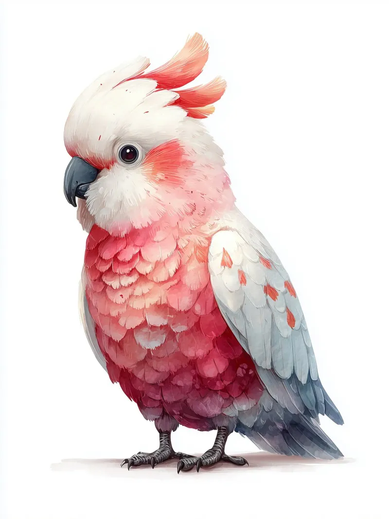 Poster per la camera da letto in acquerello con cacatua rosa carta hahnemühle da Kid’s Dream