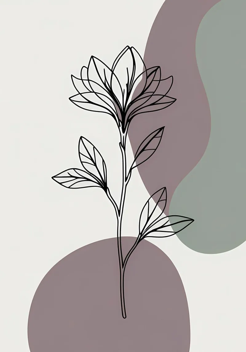 Dessin au trait minimaliste d'une seule fleur d'azalée hahnemühle de Bloom And Brush