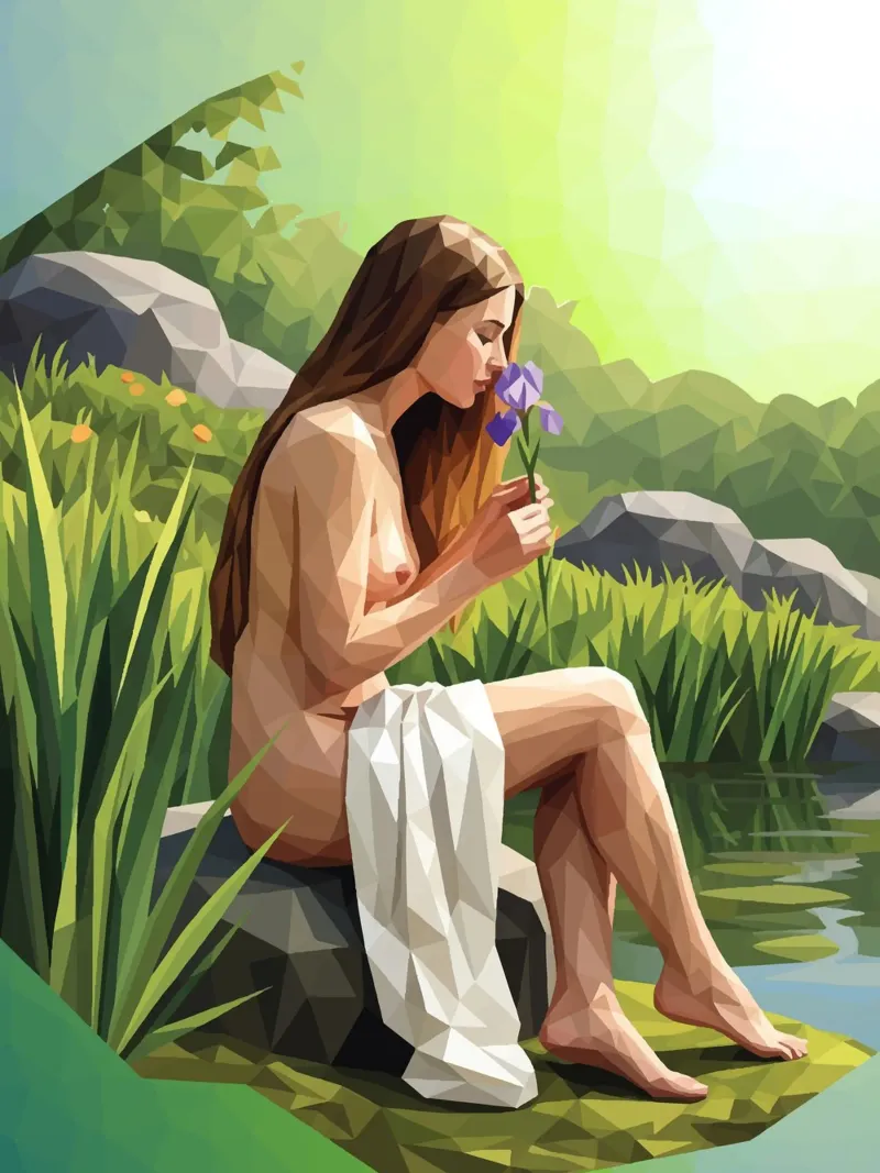 L'iris profumata Lowpoly carta hahnemühle da Low Profile
