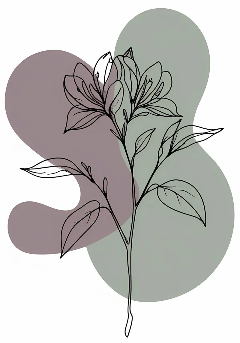 Line art minimalista di un singolo fiore di azalea plexiglass da Bloom And Brush