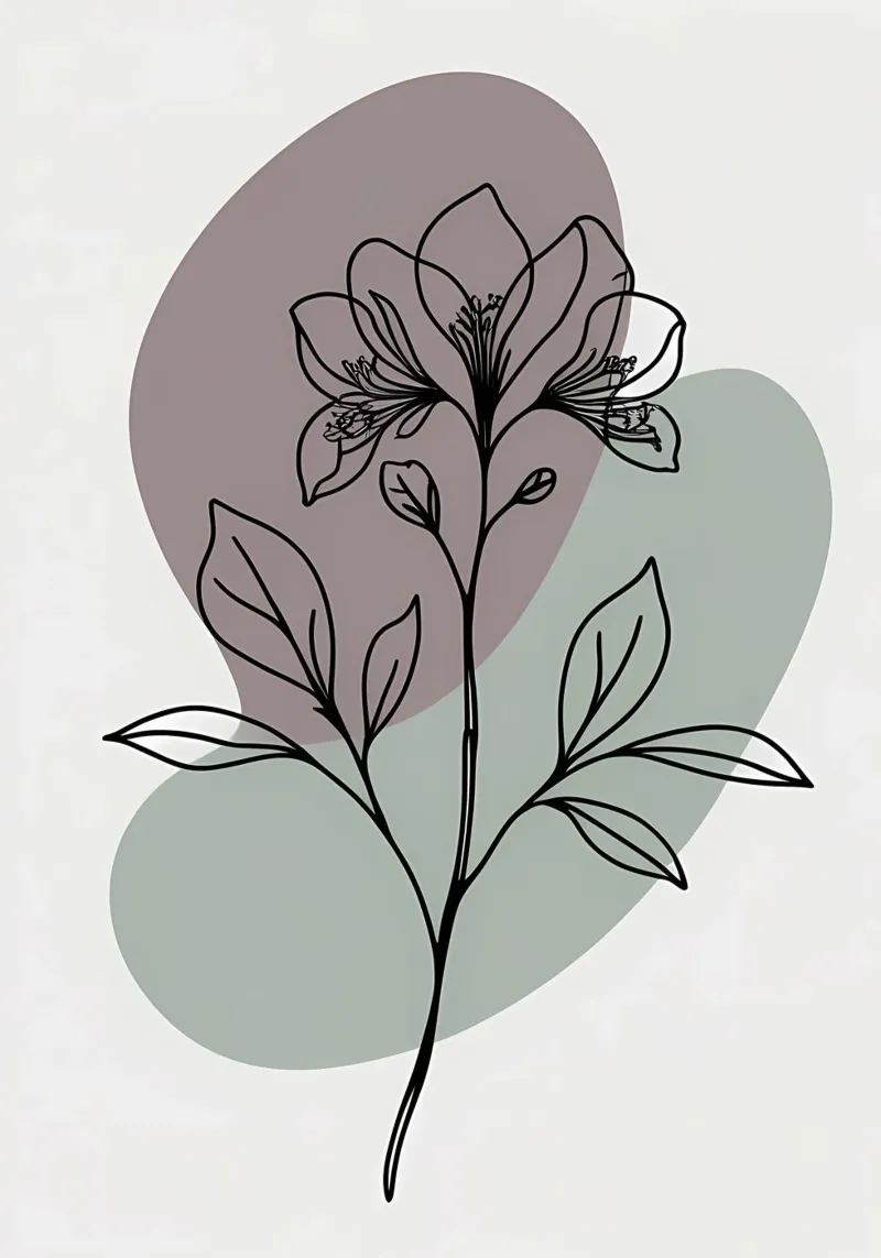 Minimalist line art of a single azalea flower canvas by Bloom And Brush