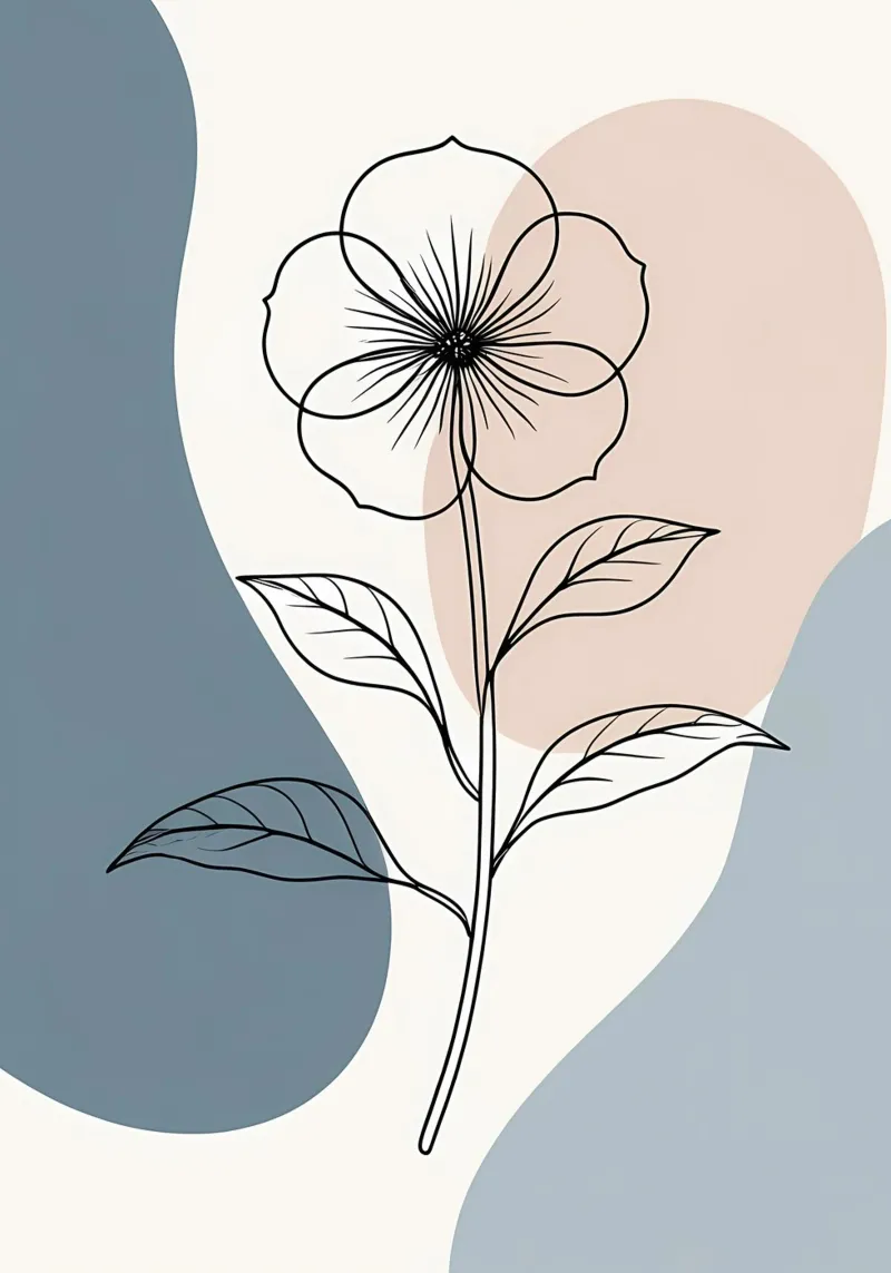 Dessin au trait minimaliste d'une seule fleur de bégonia hahnemühle de Bloom And Brush