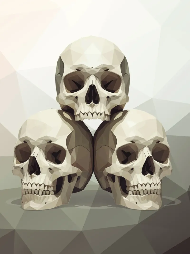 Pyramide der Totenköpfe Low Poly Hahnemühle von Low Profile