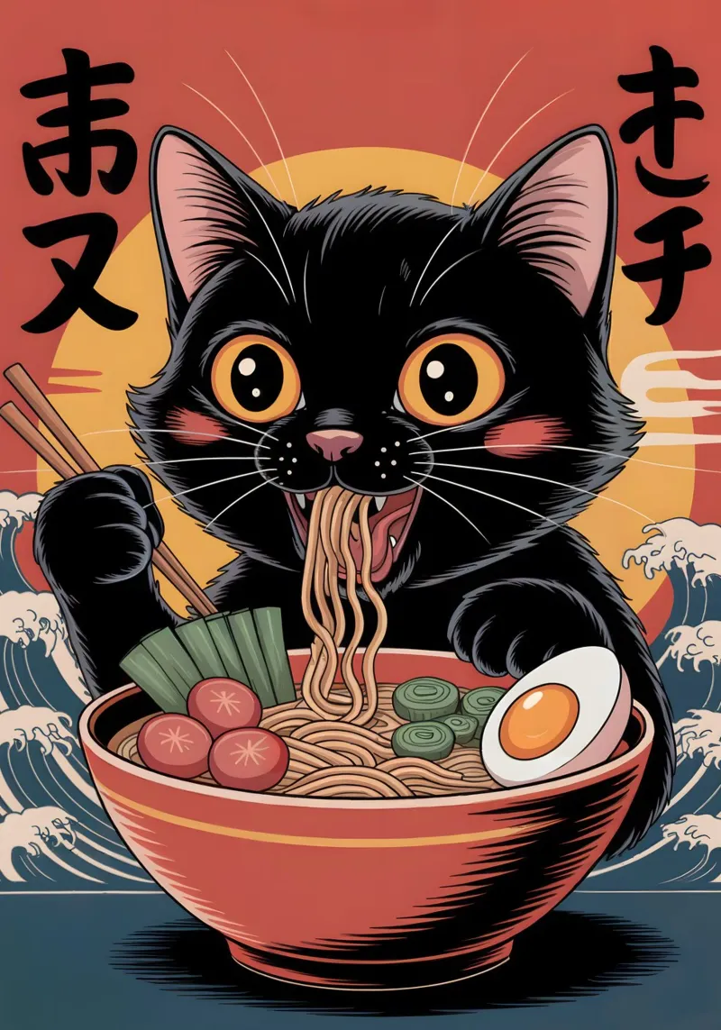 Ramen giapponese Black Cat plexiglass da Stellar Creative