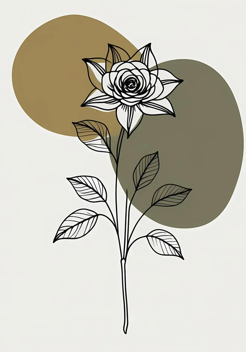 Line art minimalista di un singolo fiore di Amaryllis alluminio dibond da Bloom And Brush