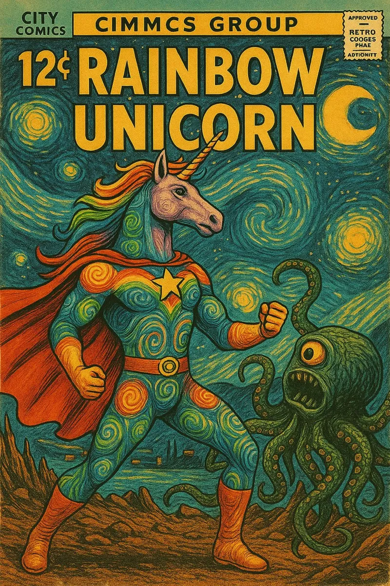 RAINBOW UNICORN - Fresh Supes On The Block pannello forex da Vintage Van Gogh