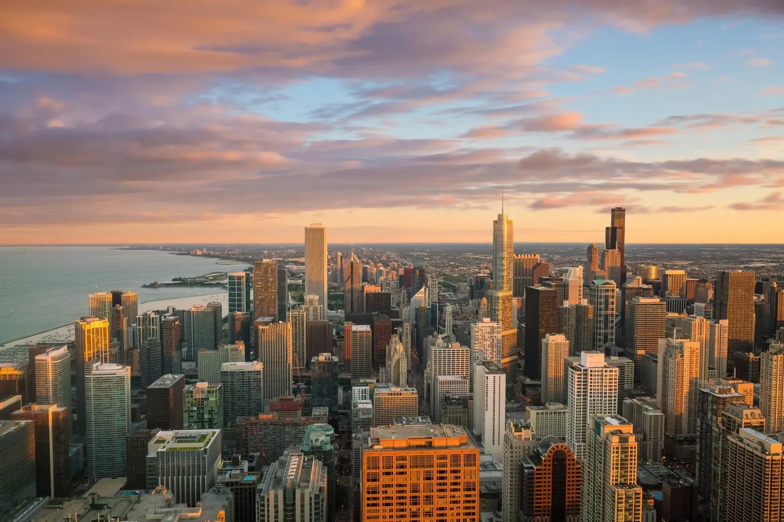 Tramonto sul Loop, Chicago, USA alluminio dibond da Wanderlust Vibes