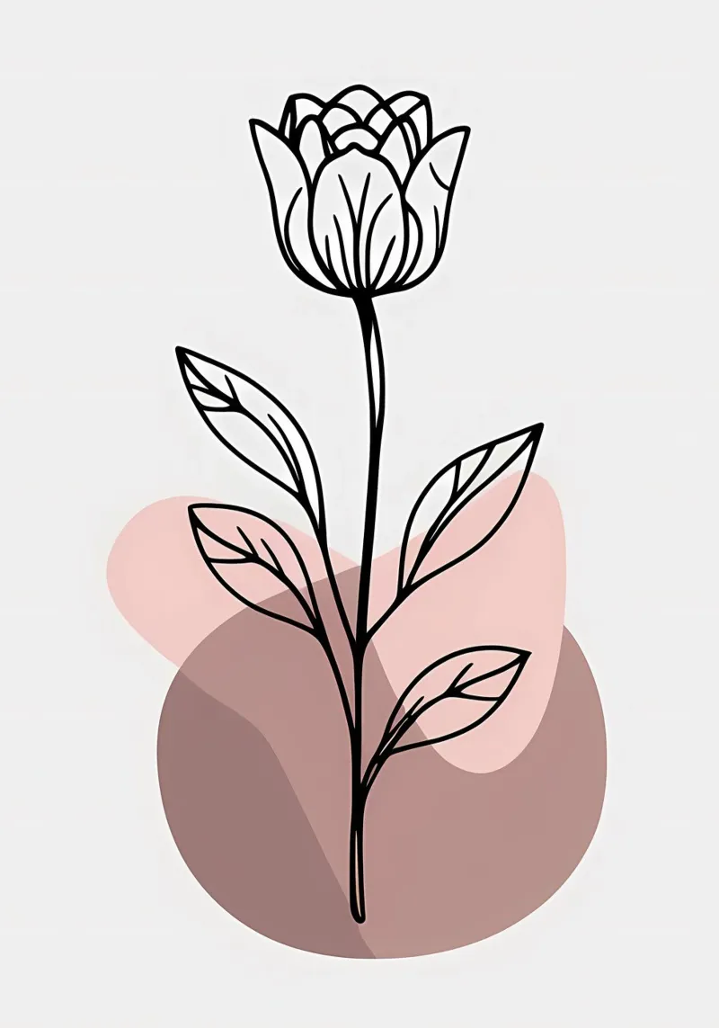 Tulipano minimalista in line art con forme geometriche astratte plexiglass da Bloom And Brush