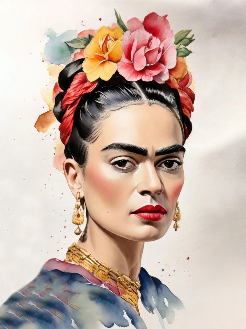 Frida Kahlo in Aquarell Poster von ARTVI-SHOP