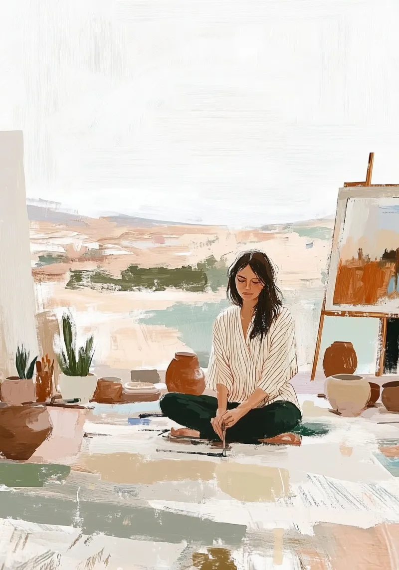 Studio d'artista Calma | Impasto neutro Serenità creativa carta hahnemühle da dawnthesea