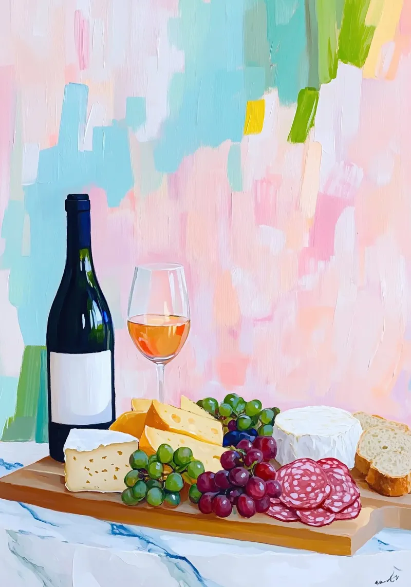 Rosé & Charcuterie | Natura morta pop art in cucina carta hahnemühle da dawnthesea