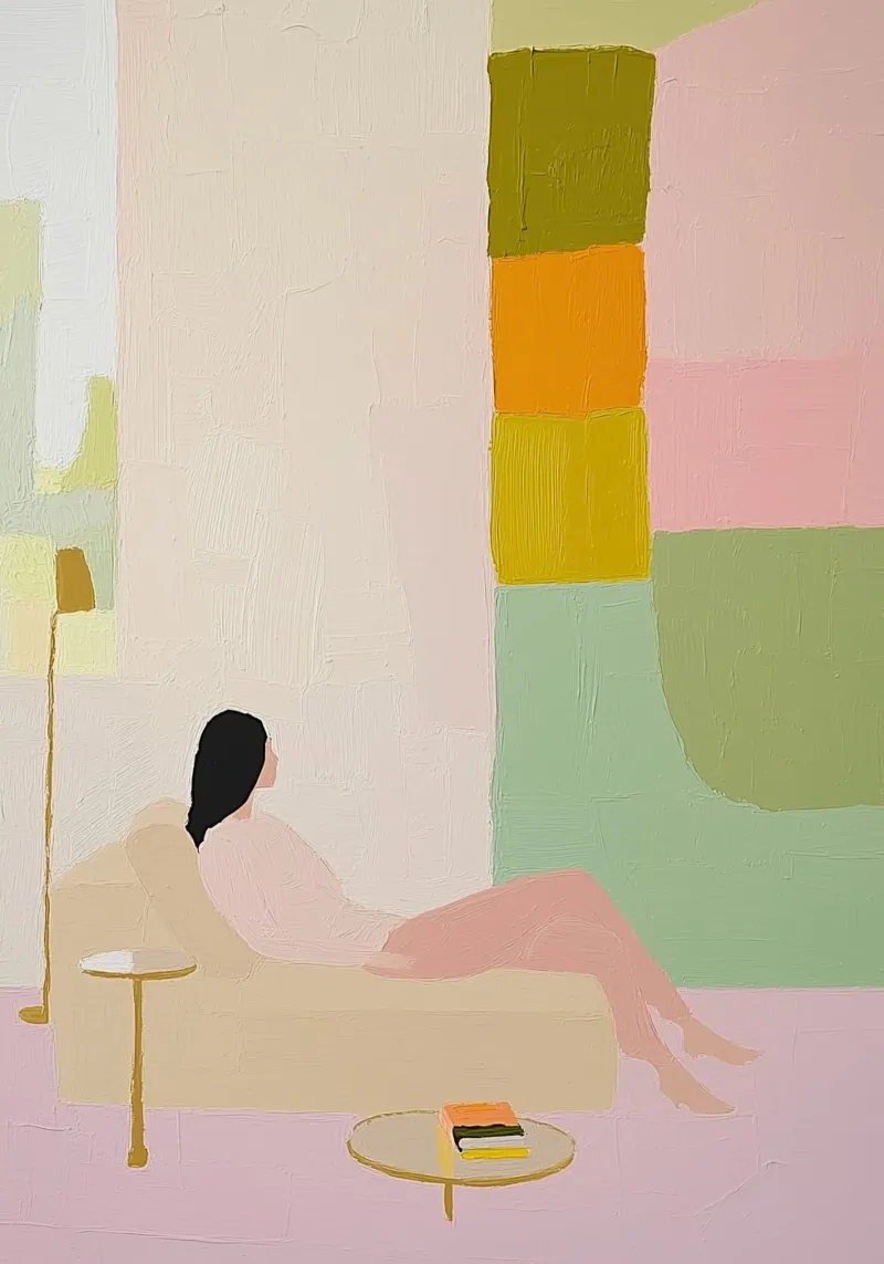 Minimalist Daydream | Abstract Block Color Impasto Figure hahnemühle by dawnthesea