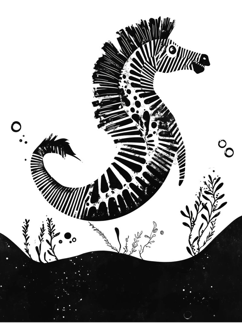 Decorative sea zebra in black and white poster by Autofocus